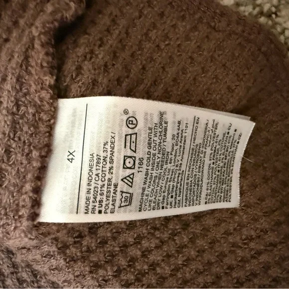 Waffle-Knit Henley Top Henley Sweater Old Navy Peppercorn Color 4X - Picture 4 of 7